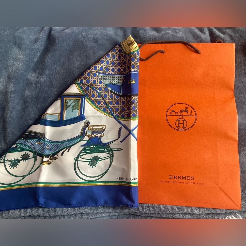 Hermès Silk Scarf –“La Térée” by Françoise de la Perrière | Paper Bag included - Picture 9 of 13